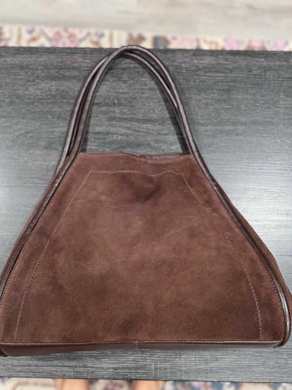 Women's Suede Tote Bag in Dark Brown - Picture 4 of 14
